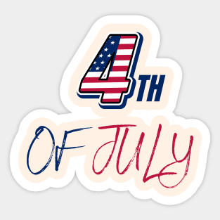 4th Of July American Flag Typography Sticker